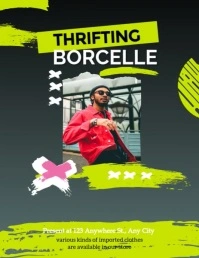 Black Modern & Minimal Thrifting Borcelle Flyer (us Letter) 传单(美国信函) template