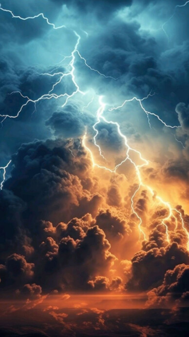 Black Modern & Minimal Thunderstorm Lightning Power Wallpaper Digital Display (9:16) template