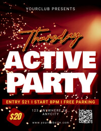 Black Modern & Minimal Thursday Active Party Flyer (us Letter) template