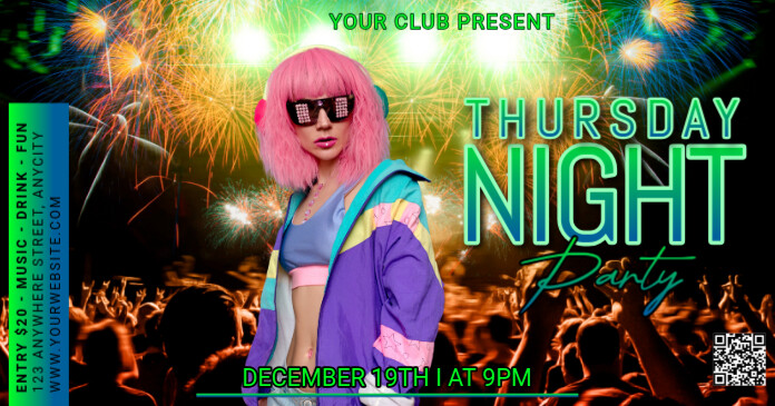 Black Modern & Minimal Thursday Night Party Gambar Bersama Facebook ...