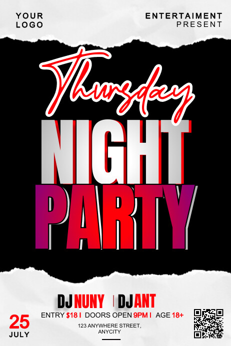 Copy of Black Modern & Minimal Thursday Night Party P | PosterMyWall