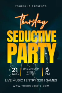 Black Modern & Minimal Thursday Seductive Party Poster template