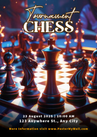 Black Modern & Minimal Tournament Chess  A4 template