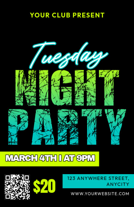 Copy of Black Modern & Minimal Tuesday Night Party Tabloid | PosterMyWall