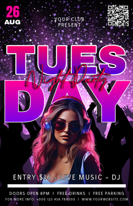 Copy of Black Modern & Minimal Tuesday Night Party Tabloid | PosterMyWall