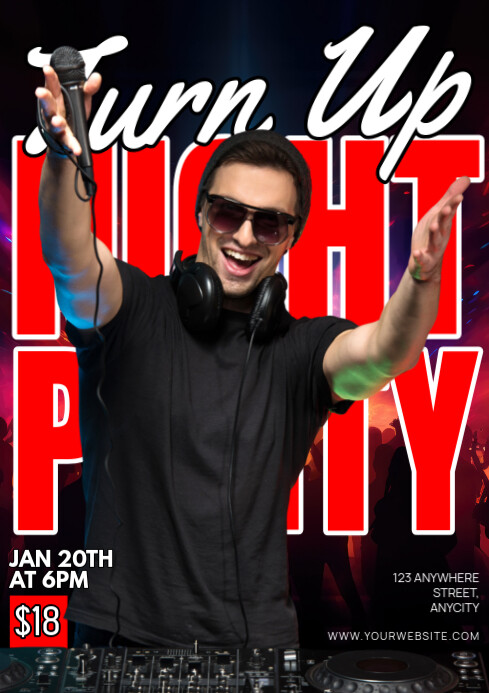 Copy of Black Modern & Minimal Turn Up Night Party A4 | PosterMyWall