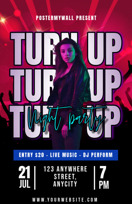 Copy of Black Modern & Minimal Turn Up Night Party Tabloid | PosterMyWall