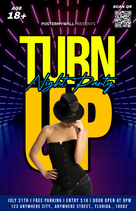 Copy of Black Modern & Minimal Turn Up Night Party Tabloid | PosterMyWall