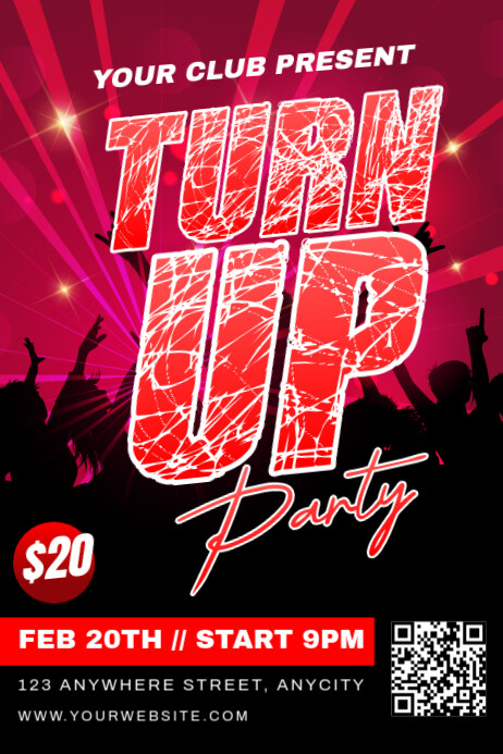 Black Modern & Minimal Turn Up Party Poster Template | PosterMyWall