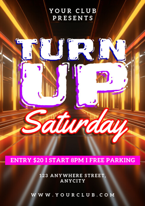 Copy of Black Modern & Minimal Turn Up Saturday A4 | PosterMyWall