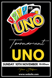 Black Modern & Minimal UNO Tournament Poster template
