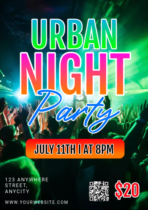 Copy of Black Modern & Minimal Urban Night Party A2 | PosterMyWall