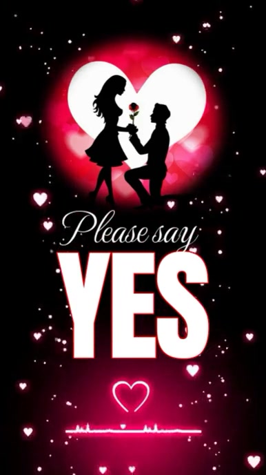 Black Modern & Minimal Valentine's Day Proposal Video Digital Display (9:16) template