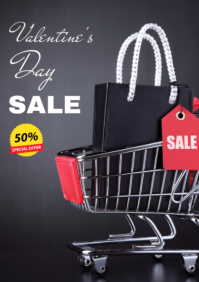 Black Modern & Minimal Valentine's Day Sale (poster) A2 template
