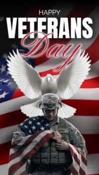 Black Modern & Minimal Veterans Day Online Wish Flyer Template Instagram Story