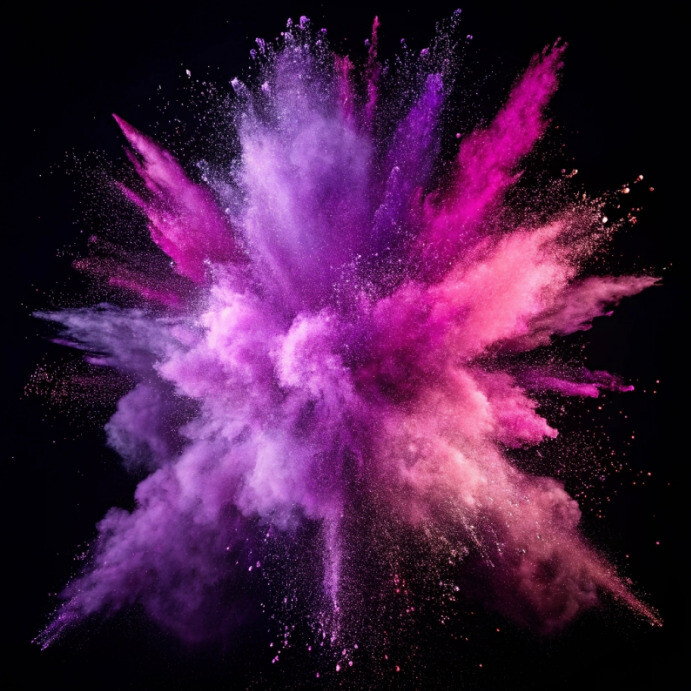 Black Modern & Minimal Vibrant Pink And Purple Powder Explosion Against A Black Background Instagram template