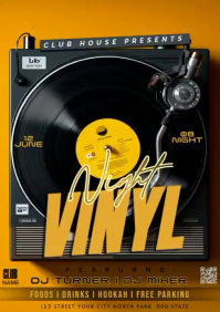Black Modern & Minimal Vinyl Night Club Event A4 Video template