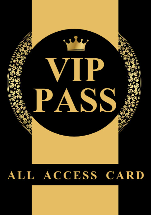 Black Modern & Minimal Vip Pass Admission Wit Template | PosterMyWall