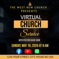 Black Modern & Minimal Virtual Church Service Instagram Post template