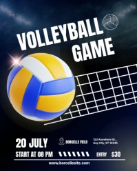 Black Modern & Minimal Volley Game Instagram Portrait template