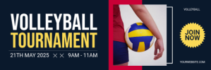 Black Modern & Minimal Volley Tournament Tajuk Twitter template