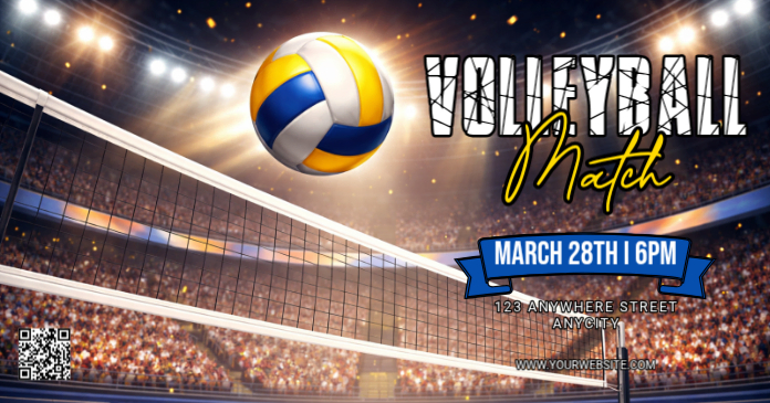 Black Modern & Minimal Volleyball Match Facebook Shared Image Template ...