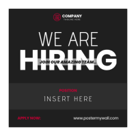 Black Modern & Minimal We Are Hiring Instagram Post template