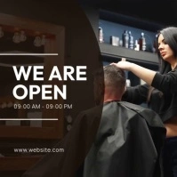 Black Modern & Minimal We Are Open Instagram Post template