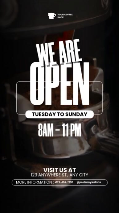 Black Modern & Minimal We Are Open Reel Instagram template