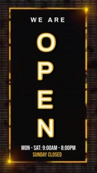 Black Modern & Minimal We Are Open Shop Sign  Instagram Story template