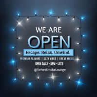 Black Modern & Minimal We Are Open Square (1:1) 方形(1:1) template