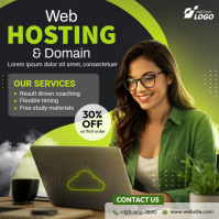 Black Web Hosting and Domain Services Сообщение Instagram Template