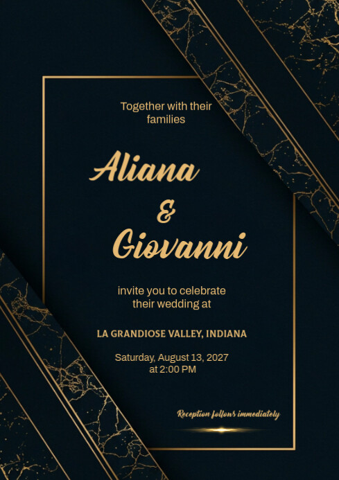 Copy of Black Modern & Minimal Wedding Invitation Card A4 | PosterMyWall