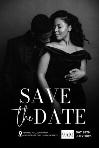 Black Modern & Minimal Wedding Invitation Template Design Poster