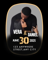 Black Modern & Minimal Wedding Invitation Template  Instagram Portrait