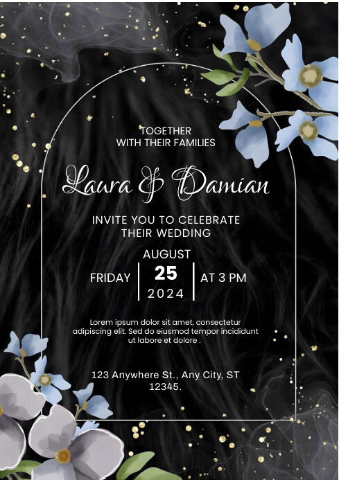 Copy of Black Modern & Minimal Wedding Invite / Save | PosterMyWall