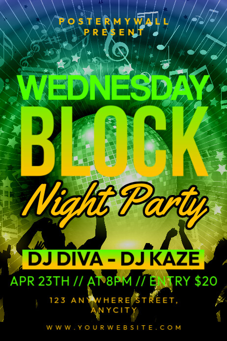 Black Modern & Minimal Wednesday Block Party Poster Template | PosterMyWall