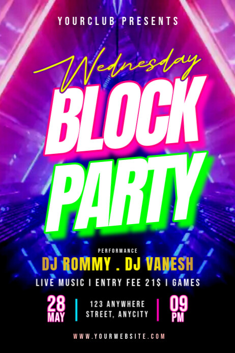 Copy of Black Modern & Minimal Wednesday Block Party Poster | PosterMyWall