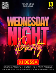 Black Modern & Minimal Wednesday Night Party Pamflet (letter As) Flyer (US Letter) template