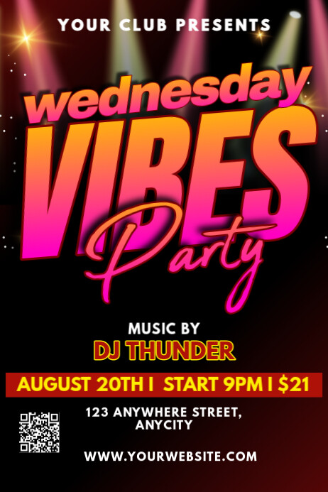 Copy of Black Modern & Minimal Wednesday Vibes Party Poster | PosterMyWall