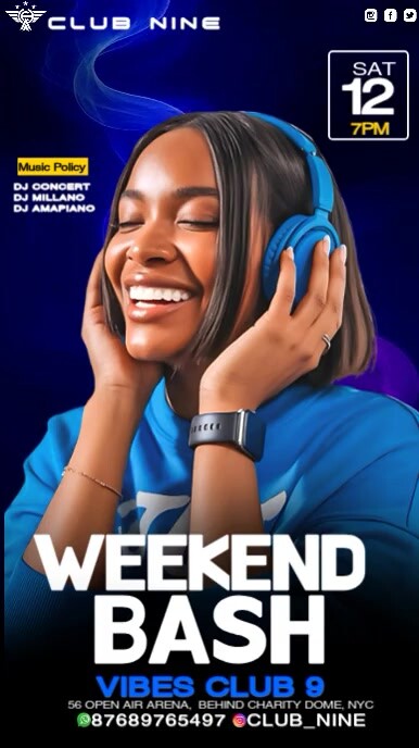 Black Modern & Minimal Weekend Bash Digital Display (9:16) template