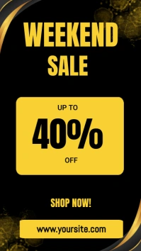 Black Modern & Minimal Weekend Sale Ad Digita Digital Display (9:16) template