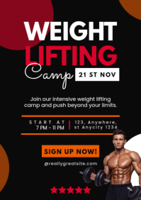 Black Modern & Minimal Weight Lifting Camp A3 template