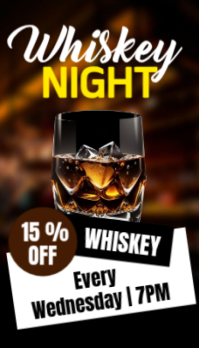 Black Modern & Minimal Whiskey Night Event Business Card template