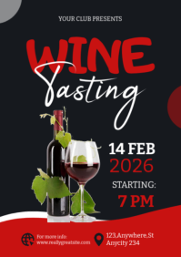 Black Modern & Minimal Wine Tasting Experience A2 template