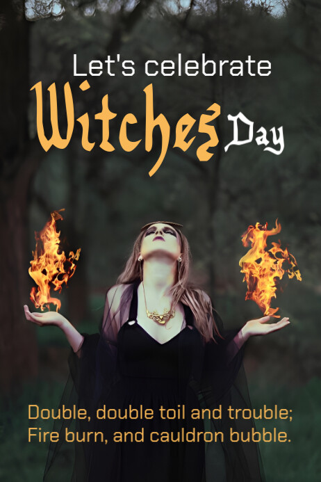 Black Modern & Minimal Witches Day Greetings Poster Template | PosterMyWall