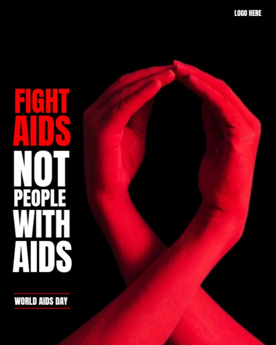 Black Modern & Minimal World Aids Day Template  Instagram Portrait