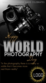 Black Modern & Minimal World Photography Day Whatsapp Status template