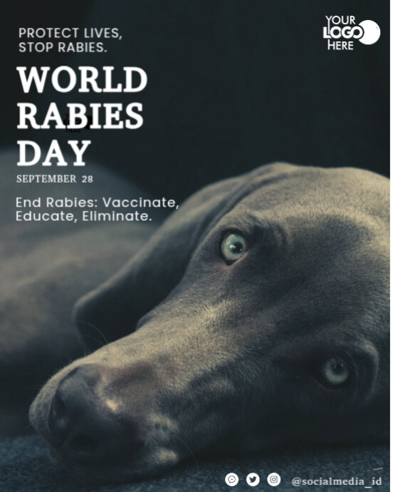 Black Modern & Minimal World Rabies Day Instagram Portrait template