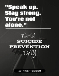 Black Modern & Minimal World Suicide Prevention Day Flyer (us Letter) template